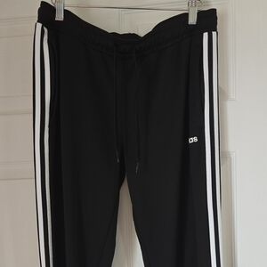 Adidas Black Joggers with White Accents Size L
